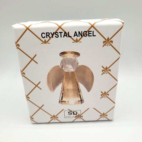 Angel SD Simon Design Champagne Crystal Angle Glass Paperweight Figurine Box - Picture 3 of 7